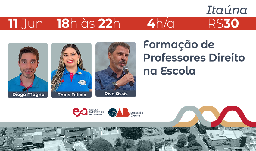 ITAÚNA I FORMAÇÃO DE PROFESSORES DIREITO NA ESCOLA