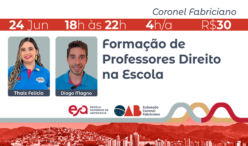 CORONEL FABRICIANO | FORMAÇÃO DE PROFESSORES DIREITO NA ESCOLA