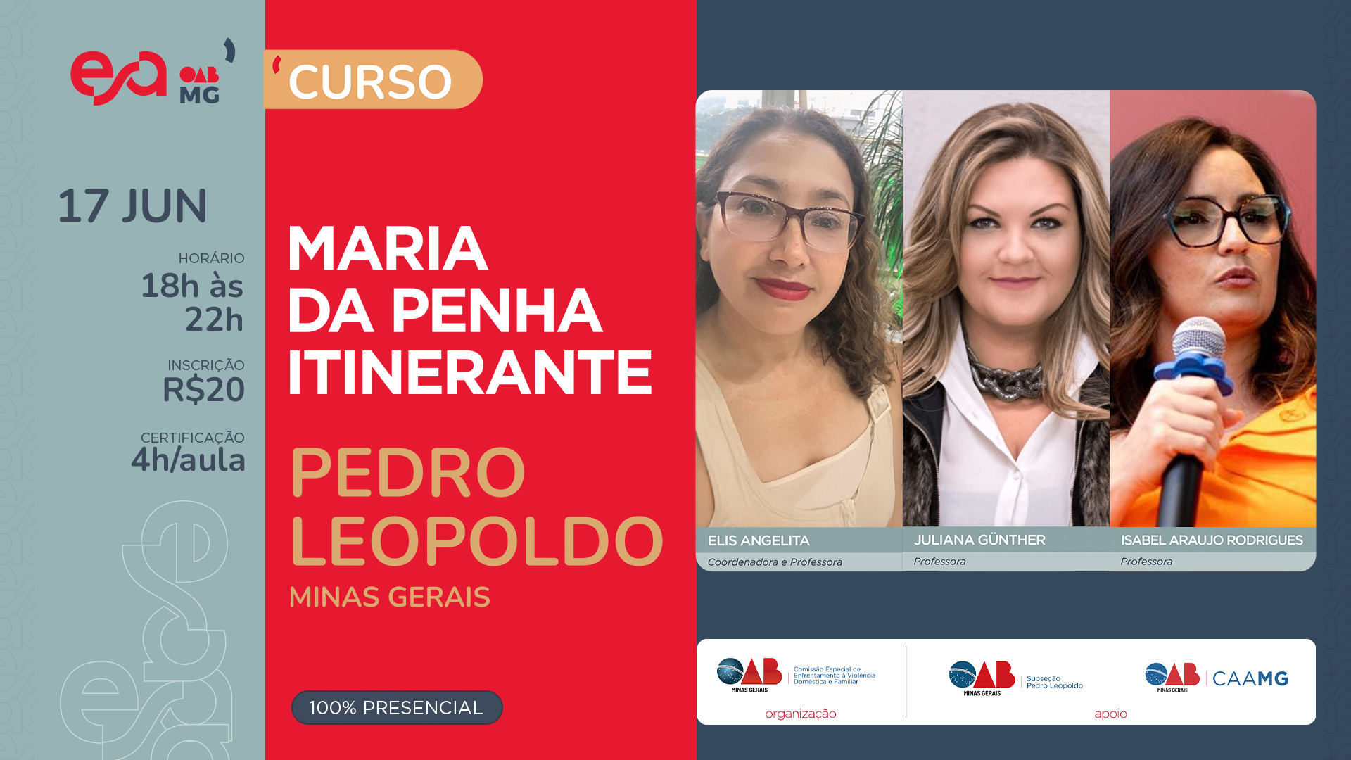 CURSO: MARIA DA PENHA ITINERANTE EM PEDRO LEOPOLDO