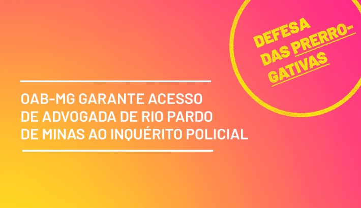 OAB-MG garante acesso de advogada de Rio Pardo de Minas ao inquérito policial